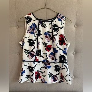 Perfect Summer Top! Cream & floral peplum sleeveless top from Banana Republic.
